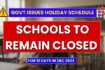 Schools Closed for 12 Days in Nov-Dec 2025: Official Public Holiday Schedule